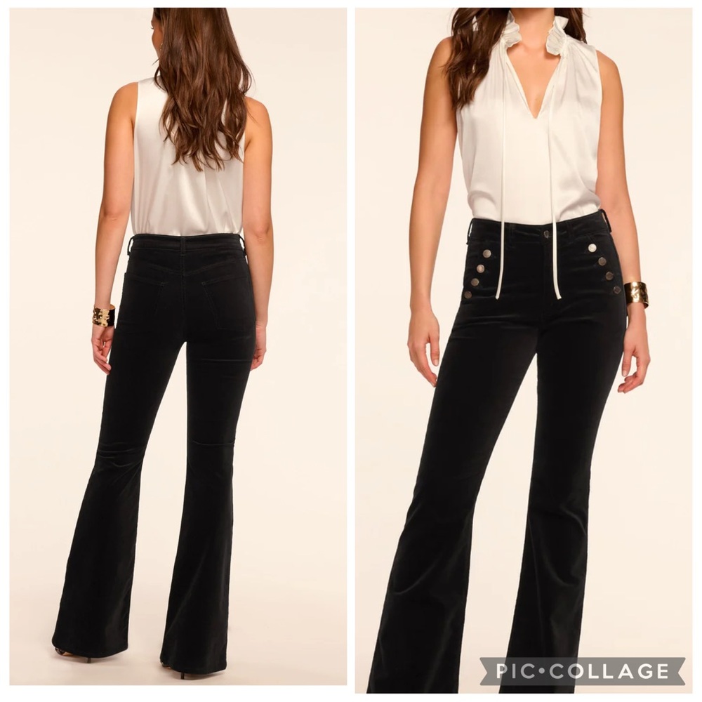 Ramy Brook Velveteen Helena Flare Leg Skinny Pants Black